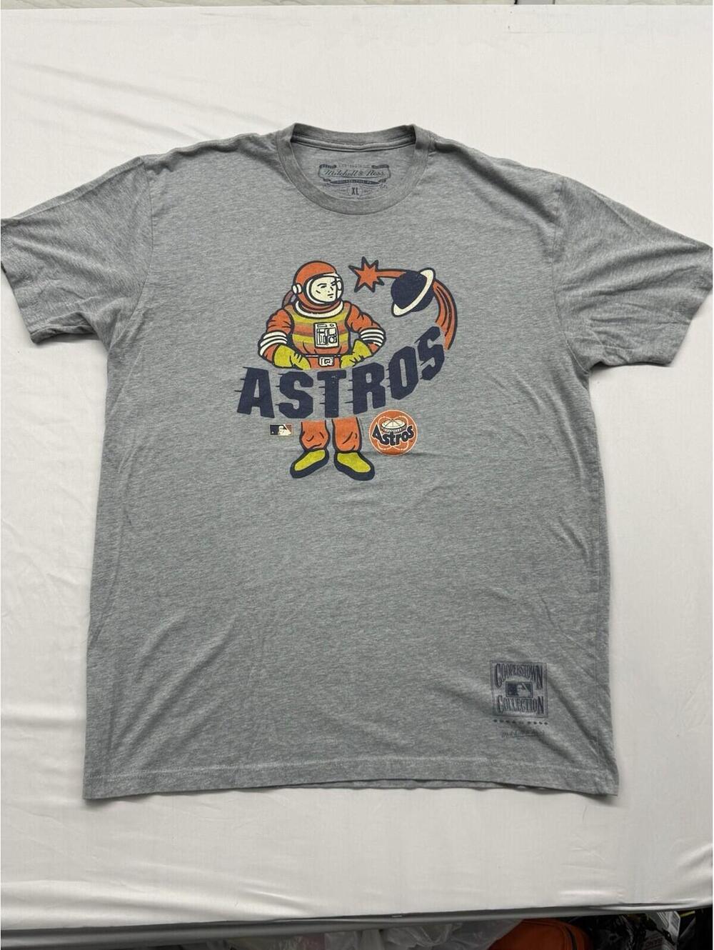 Mitchell & Ness Houston Astros Cooperstown Collection T-Shirt Mens XL Grey Retro